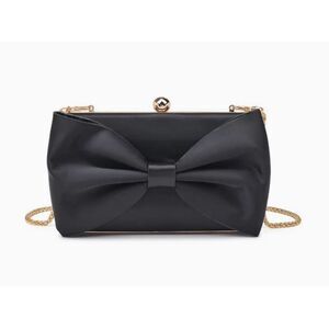 IMNYC Bell black evening bag with bow clutch special occasion